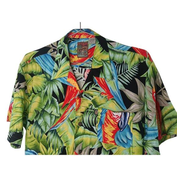 Pineapple Connection Hawaiian Shirt Mens Large Parrot Tropical Rayon Aloha Luau - Picture 5 of 12